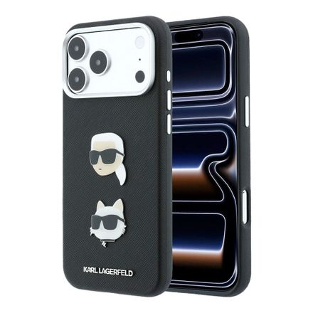 Karl Lagerfeld PU Semi Wrap Saffiano K&CH Heads kryt iPhone 18 Pro Max černý