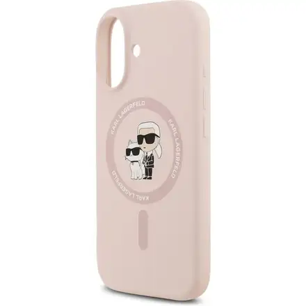 Karl Lagerfeld Liquid Silicone Karl and Choupette MagSafe kryt iPhone 17 růžový