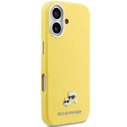Karl Lagerfeld PU Karl and Choupette Heads Pins MagSafe kryt iPhone 17 žlutý