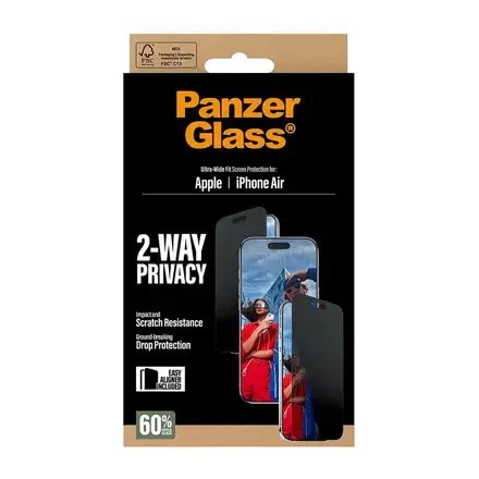 72PanzerGlass ochranné sklo UWF 2-Way Privacy pro iPhone Air - Black Frame