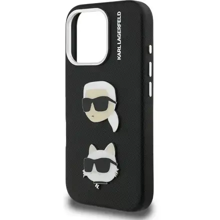 Karl Lagerfeld Grained PU K&CH Heads kryt iPhone 16 Pro Max černý