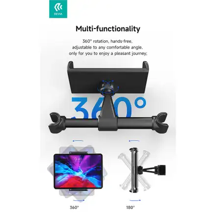 Devia držák do auta Magic Clip Car Back Seat Tablet Bracket - Black