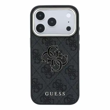 Guess PU 4G Resin Metal Logo kryt iPhone 18 Pro Max černý