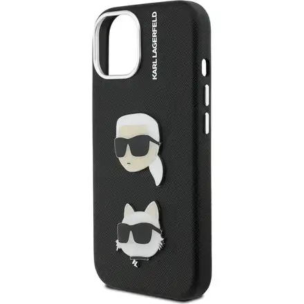 Karl Lagerfeld Grained PU K&CH Heads kryt iPhone 15 černý
