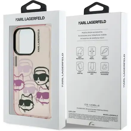 Karl Lagerfeld IML Multi K&CH Heads kryt iPhone 15 Pro Max růžový
