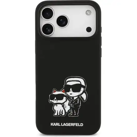 Karl Lagerfeld Liquid Silicone K&CH Sketch MagSafe kryt iPhone 17 Pro černý