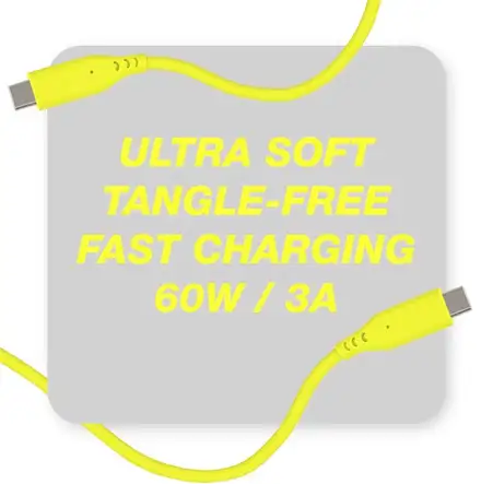 PremiumCord Silikonový kabel USB-C 60W 480Mbps žlutý extra měkký a robustní kabel délky 1,5m