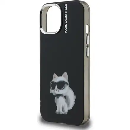 Karl Lagerfeld IML Aquarelle Choupette kryt iPhone 15 černý
