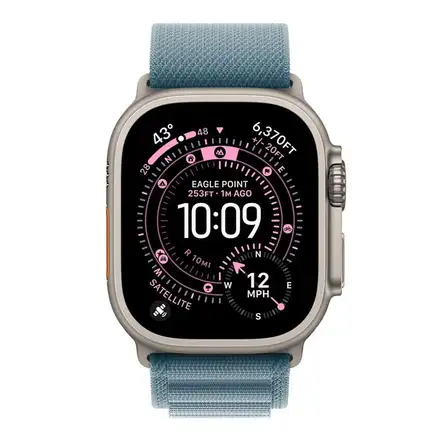 Apple Watch 49mm Light Blue Alpine Loop - Large - Natural Titanium Finish