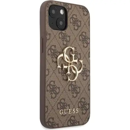 Guess PU 4G Metal Logo kryt iPhone 13 hnědý