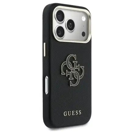 Guess PU Resin Logo kryt iPhone 17 Pro Max černý