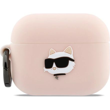 Karl Lagerfeld 3D Logo NFT Choupette Head Silikonové Pouzdro pro AirPods 3 Pro růžové