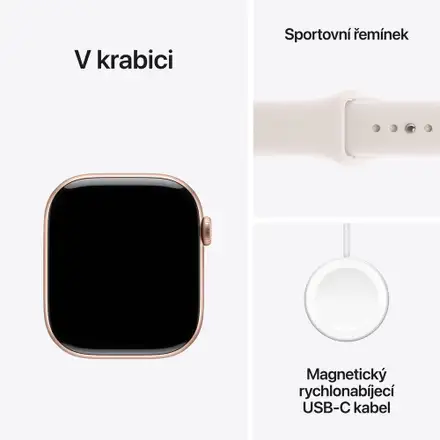 Apple Watch Series 11 GPS + Cellular 46mm Růžově zlatý hliník se světle ruměným sportovním řemínkem - S/M
