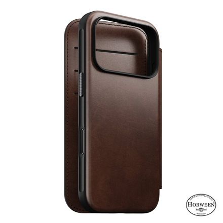 Nomad pouzdro Modern Leather Folio Magsafe Horween pro iPhone 18 Pro - Rustic Brown