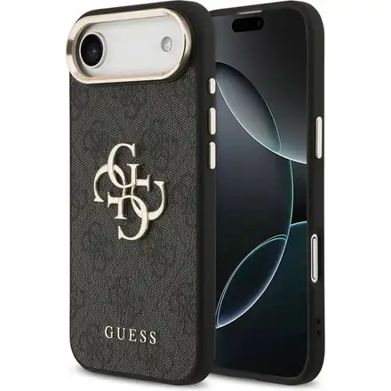 Guess PU Leather 4G Metal Logo Gold Frame kryt iPhone Air černý