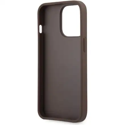 Guess PU 4G Metal Logo kryt iPhone 14 Pro hnědý