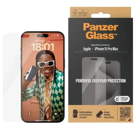 PanzerGlass ochranné sklo Classic Fit pro iPhone 15 Pro Max-Clear