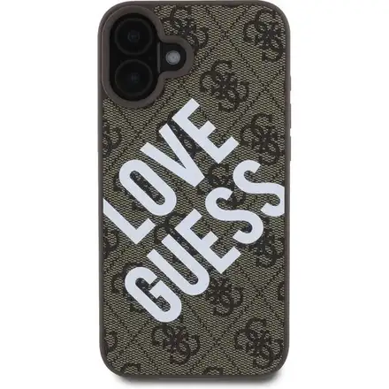 Guess PU Leather 4G Big Love Logo MagSafe kryt iPhone 16 hnědý