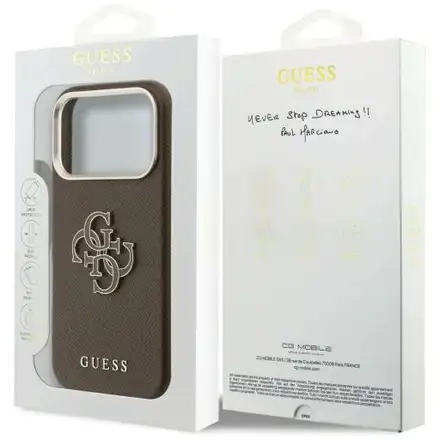 Guess PU Resin Logo kryt iPhone 17 Pro hnědý