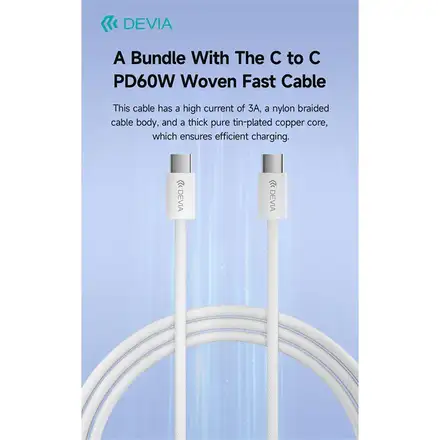 Devia síťová nabíječka Smart Series PD 30W with USB-C Cable - White
