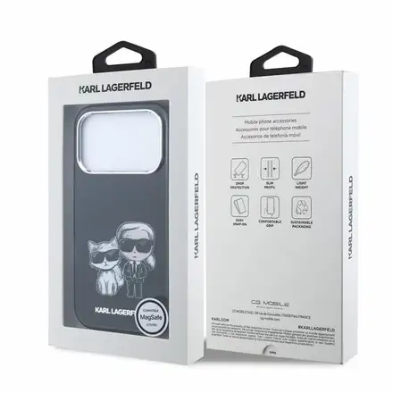 Karl Lagerfeld PU Semi Wrap Smooth Sketch Bodies Magsafe kryt iPhone 18 Pro Max černá