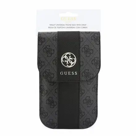 Guess PU 4G Stripe Metal Logo Brašna na Telefon černá