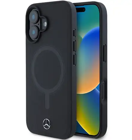 Mercedes Smooth Leather MagSafe Zadní Kryt pro iPhone 16 Plus černý