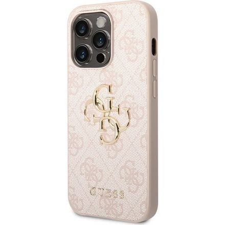 Guess PU 4G Metal Logo kryt iPhone 14 Pro Max růžový