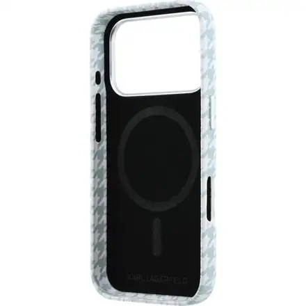 Karl Lagerfeld PU Houndstooth Resin Plate MagSafe kryt iPhone 17 Pro Max modrý