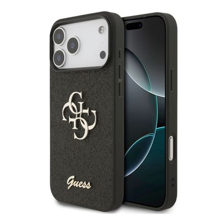 Guess PU Fixed Glitter 4G Metal Logo kryt iPhone 18 Pro Max černý