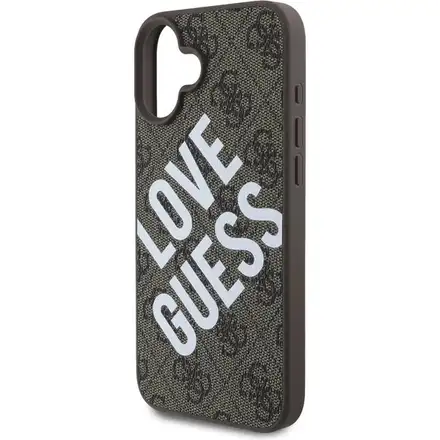 Guess PU Leather 4G Big Love Logo MagSafe kryt iPhone 16 hnědý