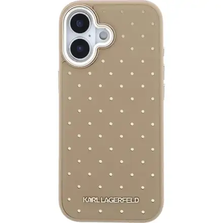 Karl Lagerfeld PU Perforated Gold Dots MagSafe kryt iPhone 17 béžový