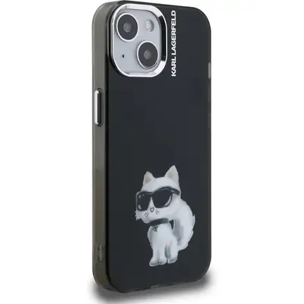 Karl Lagerfeld IML Aquarelle Choupette kryt iPhone 15 černý