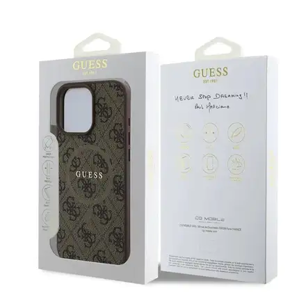 Guess PU Leather 4G Colored Ring MagSafe kryt iPhone 16 Pro Max hnědý