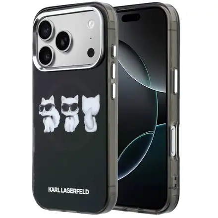 Karl Lagerfeld IML Choupette Trio Watercolor MagSafe kryt iPhone 17 Pro černý