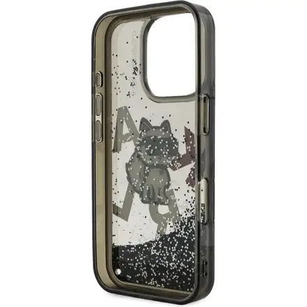 Karl Lagerfeld Liquid Glitter Scattered Choupette kryt iPhone 16 Pro Max černý