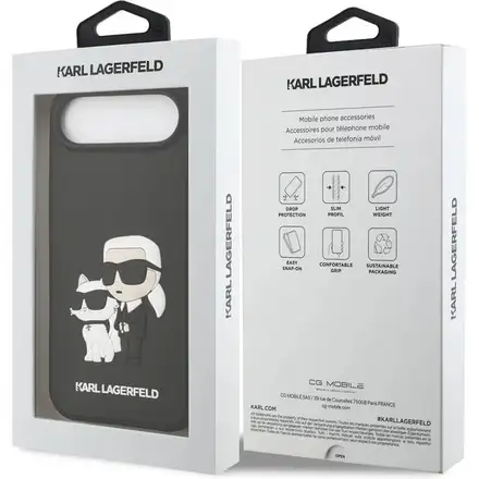 Karl Lagerfeld 3D Rubber Karl and Choupette kryt iPhone Air černý
