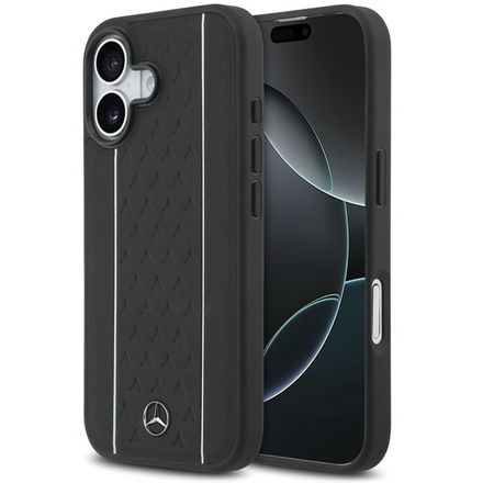 Mercedes Leather Star Pattern and Stripes MagSafe Zadní Kryt pro iPhone 17 černý