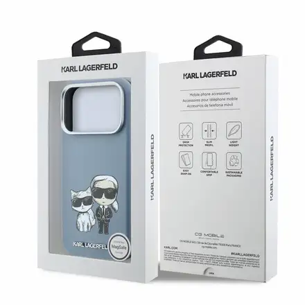 Karl Lagerfeld PU Semi Wrap Smooth Sketch Bodies Magsafe kryt iPhone 18 Pro Max modrý