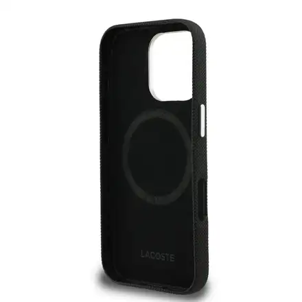 Lacoste PVC Iconic Petit Pique Metal Logo MagSafe kryt iPhone 16 Pro Max černý