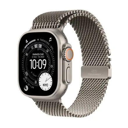 Apple Watch Ultra 3 GPS + Cellular 49mm Přírodní titan s přírodně titanovým milánským tahem - Střední