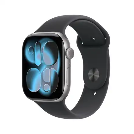 Apple Watch Series 11 GPS 46mm Vesmírně šedý hliník s černým sportovním řemínkem - M/L