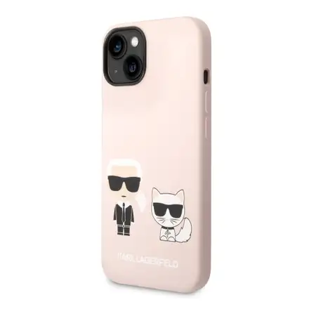Karl Lagerfeld MagSafe Liquid Silicone Karl and Choupette kryt iPhone 14 Plus růžový