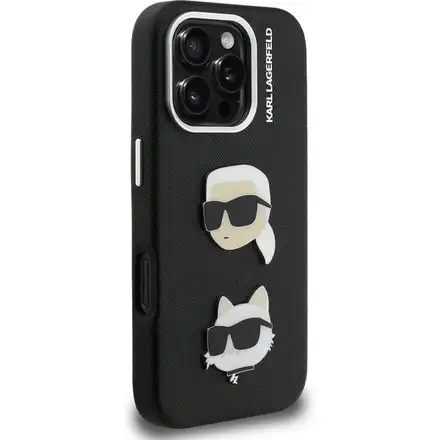 Karl Lagerfeld Grained PU K&CH Heads kryt iPhone 16 Pro Max černý