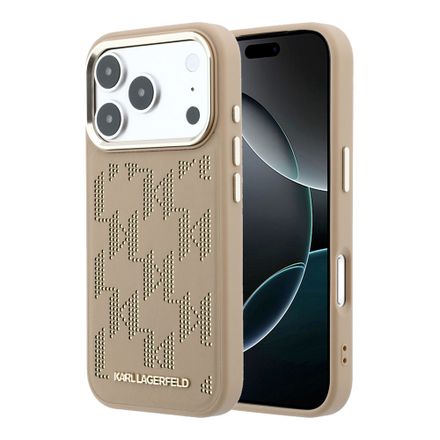 Karl Lagerfeld PU Perforated Monogram MagSafe MagSafe kryt iPhone 17 Pro Max hnědý