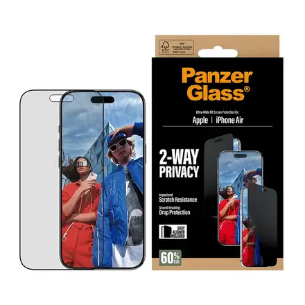 72PanzerGlass ochranné sklo UWF 2-Way Privacy pro iPhone Air - Black Frame