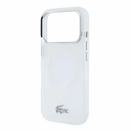Lacoste IML Frosted Petit Pique Metal Logo MagSafe kryt iPhone 18 Pro Max průhledný