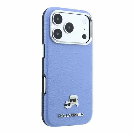Karl Lagerfeld PU Grained Semi Wrap K&CH Heads Magsafe kryt iPhone 18 Pro modrý