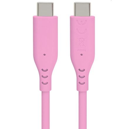 PremiumCord Silikonový kabel USB-C 60W 480Mbps růžový extra měkký a robustní kabel délky 1,5m
