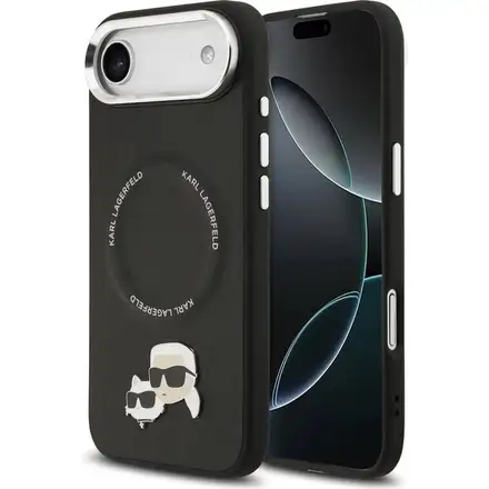 Karl Lagerfeld PU Karl and Choupette Heads Pins MagSafe kryt iPhone Air černý